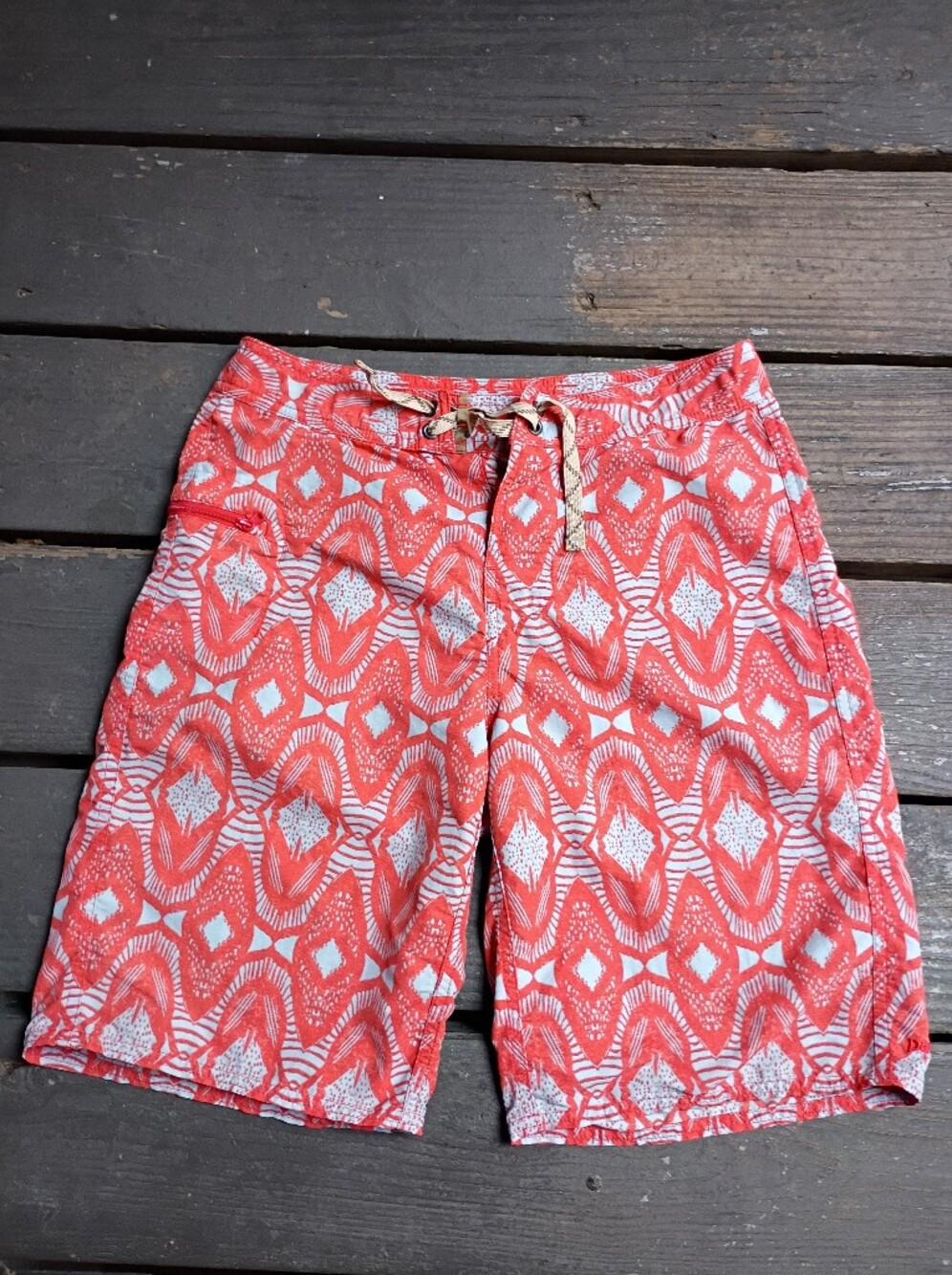 Patagonia Boys Unlined Board Shorts Orange Blue Size 16